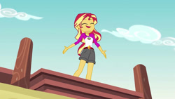 Size: 1192x670 | Tagged: safe, derpibooru import, screencap, sunset shimmer, equestria girls, legend of everfree, ^^, cute, embrace the magic, eyes closed, shimmerbetes, singing, solo