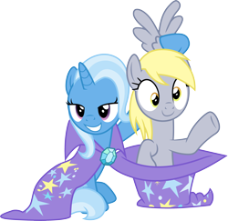 Size: 3000x2921 | Tagged: safe, artist:cloudy glow, derpibooru import, derpy hooves, trixie, pegasus, pony, unicorn, a matter of principals, duo, duo female, female, mare, simple background, transparent background, vector