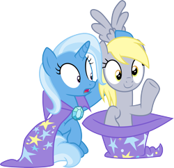 Size: 3107x3000 | Tagged: safe, artist:cloudy glow, derpibooru import, derpy hooves, trixie, pegasus, pony, unicorn, a matter of principals, simple background, transparent background, vector