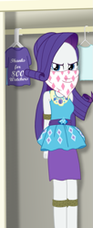 Size: 421x1033 | Tagged: safe, artist:robukun, derpibooru import, edit, rarity, human, equestria girls, bondage, closet, closet bondage, cloth gag, clothes, cropped, female, gag, over the nose gag, rarity peplum dress, scarf, scarf gag, solo, tied up