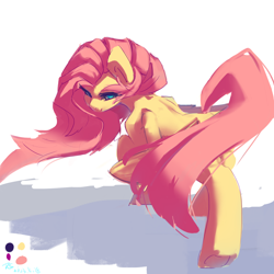 Size: 1446x1446 | Tagged: safe, artist:rainsketch, derpibooru import, fluttershy, pegasus, pony, doodle, solo