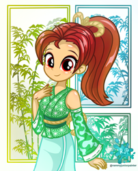 Size: 2015x2490 | Tagged: safe, artist:rjp.rammy, derpibooru import, oc, oc only, oc:sierra candle, human, equestria girls, clothes, eyebrows, female, high res, human oc, kimono (clothing), looking at you, signature, smiling, smiling at you, solo