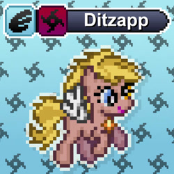 Size: 894x894 | Tagged: safe, artist:tonyyotes, artist:yotesmark, derpibooru import, derpy hooves, dinky hooves, oc, oc only, angel, original species, pegasus, pony, cross-eyed, crossover, derp, digital art, pegasus oc, pegasus wings, pixel art, pokémon, ponymon, solo, video game, wings