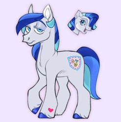 Size: 672x680 | Tagged: safe, artist:partyponypower, derpibooru import, earth pony, pony, g3, blue eyes, blue hair, colored hooves, denim blue, hoof heart, lidded eyes, simple background, underhoof, unshorn fetlocks