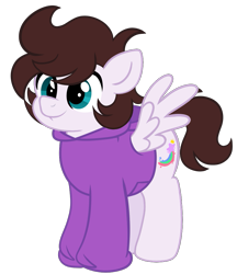 Size: 875x1013 | Tagged: safe, artist:saveraedae, derpibooru import, oc, oc only, oc:markey malarkey, pegasus, pony, chubby, clothes, colt, foal, hoodie, male, ponified, show accurate, simple background, solo, species swap, teenager, the mark side, transparent background