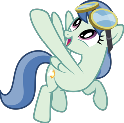 Size: 6090x6076 | Tagged: safe, artist:starryshineviolet, derpibooru import, spring skies, pegasus, pony, hurricane fluttershy, absurd resolution, aviator goggles, background pony, cute, diaspringies, female, flying, goggles, looking up, mare, raised hoof, raised leg, simple background, solo, transparent background, vector