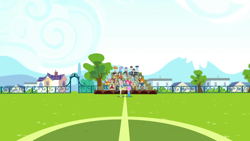 Size: 1920x1080 | Tagged: safe, derpibooru import, screencap, flash sentry, fluttershy, pinkie pie, eqg summertime shorts, equestria girls, steps of pep, cheerleader, fluttershy's boots, pinkie pie's boots, soccer field, wondercolts uniform