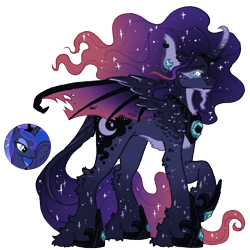 Size: 1000x1000 | Tagged: safe, artist:kazmuun, derpibooru import, princess luna, pony, alternate design, simple background, solo, transparent background