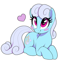 Size: 2000x2000 | Tagged: safe, artist:thebatfang, derpibooru import, linky, shoeshine, earth pony, pony, background pony, blush sticker, blushing, female, heart, looking at you, lying down, mare, prone, simple background, smiling, snowpity, solo, transparent background