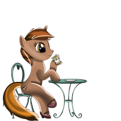 Size: 4000x4000 | Tagged: safe, artist:milimnava031, derpibooru import, oc, oc only, oc:elegant latte, unicorn, clothes, coffee, coffee cup, cup, horn, shoes, simple background, solo, transparent background, unicorn oc