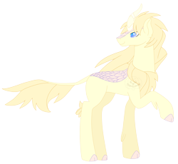 Size: 3449x3169 | Tagged: safe, artist:traveleraoi, derpibooru import, oc, oc only, oc:eos, kirin, cloven hooves, colored pupils, concave belly, curved horn, flowing mane, hooves, horn, kirin oc, leonine tail, long legs, simple background, slim, solo, tail, tall, thin, transparent background, watermark