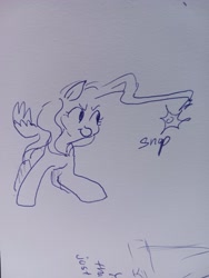 Size: 1536x2048 | Tagged: safe, artist:pony quarantine, derpibooru import, pegasus, pony, female, mare, monochrome, prehensile mane, solo, traditional art, whip