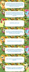 Size: 2048x5013 | Tagged: safe, derpibooru import, applejack, bright mac, cup cake, granny smith, pear butter, earth pony, pony, applejack's hat, apron, clothes, cowboy hat, dialogue, dialogue box, ear piercing, earring, english, event, female, flower, flower in hair, gameloft, granny smith's shawl, hat, jewelry, male, mare, mobile game, my little pony: magic princess, official, piercing, scarf, shawl, speech bubble, stallion, text