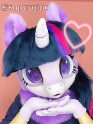 Size: 1106x1474 | Tagged: safe, artist:superqinci, derpibooru import, twilight sparkle, unicorn twilight, pony, unicorn, fursuit, irl, photo, ponysuit