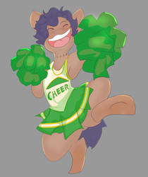 Size: 2280x2720 | Tagged: safe, derpibooru import, oc, earth pony, pony, cheerleader, clothes, crossdressing, male, pom pom, ponysona, solo, stallion, uniform