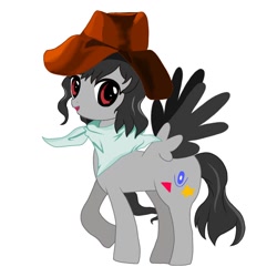 Size: 1280x1280 | Tagged: safe, artist:matcha, derpibooru import, pegasus, pony, cowboy hat, female, hat, kurokoma saki, mare, ponified, simple background, solo, species swap, stetson, touhou, white background