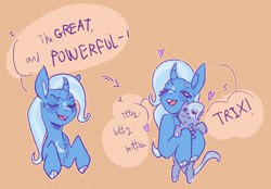 Size: 1377x957 | Tagged: safe, artist:rosenapppiing, derpibooru import, trixie, cat, pony, unicorn, cute, diatrixes, eyes closed, floating heart, great and powerful, heart, hug, open mouth, open smile, smiling