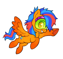 Size: 360x338 | Tagged: safe, artist:asimot2000, derpibooru import, oc, oc only, oc:beebop, pegasus, pony, blue hair, flying, orange eyes, simple background, smiling, solo, transparent background, visor