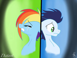 Size: 749x562 | Tagged: safe, artist:ilaria122, derpibooru import, rainbow dash, soarin', pegasus, pony, alternate timeline, apocalypse dash, crying, crystal war timeline, female, male, mare, shipping, soarindash, stallion, straight