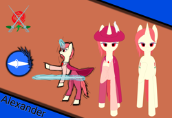 Size: 3800x2600 | Tagged: safe, derpibooru import, oc, oc only, oc:alessandro, pony, unicorn, clothes, hat, horn, nobility, solo, sword, unicorn oc, weapon