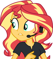 Size: 3000x3381 | Tagged: safe, artist:cloudy glow, derpibooru import, sunset shimmer, human, all the world's off stage, better together, equestria girls, director shimmer, female, simple background, solo, transparent background, vector