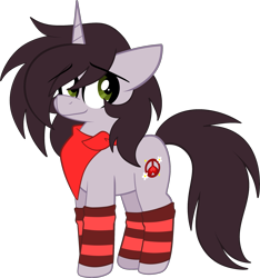 Size: 2069x2210 | Tagged: safe, artist:saveraedae, derpibooru import, oc, oc only, oc:jonatrot hoofington, pony, unicorn, bandana, clothes, crossover, cute, looking at you, male, shy, smiling, socks, solo, striped socks, the mark side