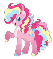 Size: 1329x1463 | Tagged: safe, artist:sleepykoinu, derpibooru import, pinkie pie, earth pony, pony, alternate design, alternate hairstyle, bow, choker, female, hooves, looking at you, mare, open mouth, open smile, raised hoof, raised leg, redesign, simple background, smiling, smiling at you, solo, transparent background