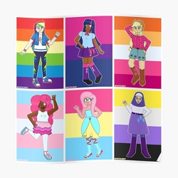 Size: 600x600 | Tagged: safe, artist:pastelgeist, applejack, fluttershy, pinkie pie, rainbow dash, rarity, twilight sparkle, human, bisexual pride flag, gay pride flag, humanized, lesbian pride flag, mane six, nonbinary pride flag, op is a cuck, op is trying to start shit, op is trying to start shit so badly that it's kinda funny, pansexual pride flag, poster, pride, pride flag, transgender pride flag