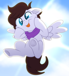 Size: 3670x4038 | Tagged: safe, artist:saverpon3, artist:starshade, derpibooru import, oc, oc only, oc:markey malarkey, pegasus, pony, :p, bandana, base used, crossover, ponified, show accurate, silly, silly pony, sky, solo, species swap, the mark side, tongue, tongue out, underhoof