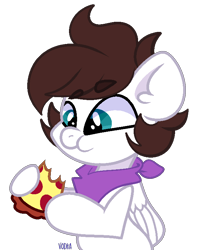 Size: 600x744 | Tagged: safe, artist:c1trine, artist:saverpon3, derpibooru import, oc, oc only, oc:markey malarkey, pegasus, pony, bandana, crossover, cute, eating, food, pepperoni pizza, pizza, ponified, simple background, solo, species swap, the mark side, transparent background