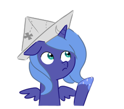 Size: 1600x1400 | Tagged: safe, artist:cheryl-jum, derpibooru import, princess luna, alicorn, pony, cartographer's cap, female, filly, foal, hat, s1 luna, simple background, solo, transparent background, woona, younger