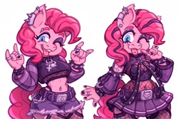 Size: 1800x1200 | Tagged: safe, artist:goobone, artist:gooboneart, derpibooru import, pinkie pie, anthro, earth pony, ;p, goth, looking at you, one eye closed, tongue, tongue out, wink, winking at you