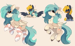 Size: 1415x869 | Tagged: safe, artist:little-sketches, derpibooru import, oc, oc only, oc:osteen, oc:peacher, pegasus, pony, chest fluff, clothes, cuddling, ear fluff, ears, eye clipping through hair, female, food, happy, looking at you, male, mango, mare, oc x oc, peachsteen, pegasus oc, shipping, sketch, sketch dump, socks, spread wings, stallion, straight, striped socks, surprised, unshorn fetlocks, wings