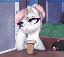 Size: 3000x2688 | Tagged: safe, artist:nika-rain, derpibooru import, nurse redheart, pony, coffee, coffee cup, commission, cup, rain, sketch, solo, ych result, ych sketch, your character here