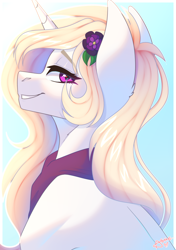 Size: 2760x3920 | Tagged: safe, artist:honeybbear, derpibooru import, oc, oc only, pony, unicorn, bust, female, gradient background, mare, portrait, solo