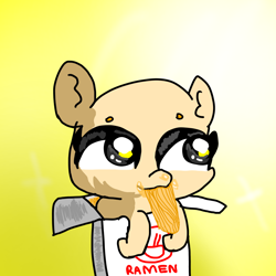 Size: 1000x1000 | Tagged: safe, artist:sweetsterty, derpibooru import, oc, chibi, cute, food, messy eating, noodles, ponies in food, ramen