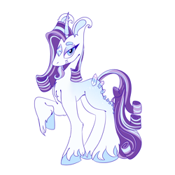 Size: 1000x1000 | Tagged: safe, artist:sugvr_alien, derpibooru import, rarity, pony, unicorn, alternate design, colored hooves, redesign, simple background, solo, white background