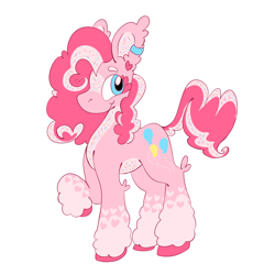 Size: 1000x1000 | Tagged: safe, artist:sugvr_alien, derpibooru import, pinkie pie, earth pony, pony, alternate design, ear piercing, earring, jewelry, piercing, redesign, simple background, solo, white background