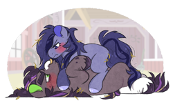 Size: 920x570 | Tagged: safe, artist:queerhorses, derpibooru import, oc, oc only, oc:newsworthy, oc:smoke tree, earth pony, pony, female, magical lesbian spawn, male, mare, offspring, parent:applejack, parent:rarity, parents:rarijack, stallion