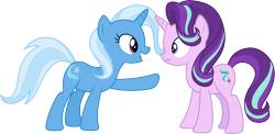 Size: 6141x3000 | Tagged: safe, artist:cloudy glow, derpibooru import, starlight glimmer, trixie, pony, unicorn, a horse shoe-in, .ai available, simple background, transparent background, vector