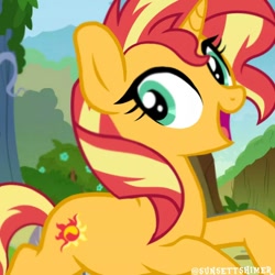 Size: 1080x1080 | Tagged: safe, derpibooru import, sunset shimmer, pony, unicorn, equestria girls, female, solo