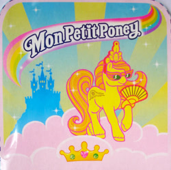 Size: 709x707 | Tagged: safe, derpibooru import, princess golden light, earth pony, pony, g2, backcard, castle, cloud, cute, fan, female, french, jewelry, mare, official, princess goldenbetes, raised hoof, raised leg, smiling, solo, stars, sunglasses, sunrise, tiara, unshorn fetlocks, walking on clouds