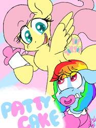 Size: 512x680 | Tagged: safe, artist:teddybearty, derpibooru import, fluttershy, rainbow dash, fanfic:pattycakes, 2015, bottle, duo, fanfic art, female, fetish, pacifier, signature