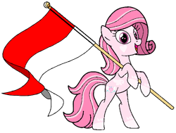 Size: 558x421 | Tagged: safe, artist:noi kincade, artist:noikincade67, derpibooru import, oc, oc only, oc:annisa trihapsari, earth pony, pony, cute, earth pony oc, flag, happy, heart, indonesia, ocbetes, open mouth, open smile, redesign, simple background, smiling, solo, transparent background