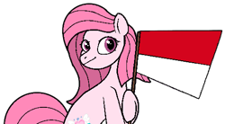 Size: 500x275 | Tagged: safe, artist:noi kincade, artist:noikincade67, derpibooru import, oc, oc only, oc:annisa trihapsari, earth pony, pony, cute, earth pony oc, flag, happy, heart, indonesia, long hair, looking at you, ocbetes, smiling, smiling at you