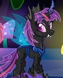 Size: 128x160 | Tagged: safe, derpibooru import, twilight sparkle, changeling, changelingified, cropped, fangs, female, gameloft, my little pony: magic princess, picture for breezies, species swap, twiling