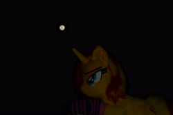 Size: 4928x3264 | Tagged: safe, artist:ponimalion, derpibooru import, sunset shimmer, pony, unicorn, irl, moon, night, photo, plushie, solo