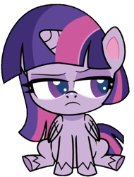Size: 600x789 | Tagged: safe, artist:milankow01, derpibooru import, edit, edited screencap, screencap, twilight sparkle, twilight sparkle (alicorn), alicorn, pony, g4.5, my little pony: pony life, the tiara of truth, spoiler:pony life s02e06, background removed, lidded eyes, simple background, sitting, solo, transparent background, twilight sparkle is not amused, unamused