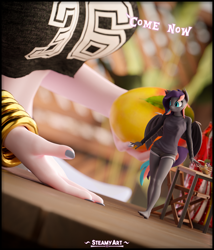 Size: 3291x3840 | Tagged: safe, artist:steamyart, derpibooru import, oc, oc:noctilucent, oc:steamy, anthro, bat pony, plantigrade anthro, unicorn, 3d, bat pony oc, horn, micro, unicorn oc