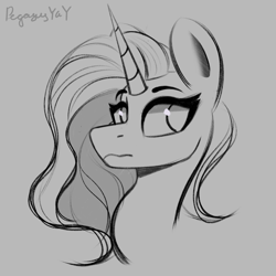 Size: 2048x2048 | Tagged: safe, alternate version, artist:pegasusyay, derpibooru import, rarity, pony, unicorn, bust, portrait, sketch, solo